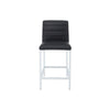 Eun Counter-Height Stool Chair with Chrome Steel Legs | Black Faux Leather