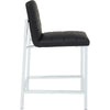 Eun Counter-Height Stool Chair with Chrome Steel Legs | Black Faux Leather