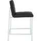 Eun Counter-Height Stool Chair with Chrome Steel Legs | Black Faux Leather