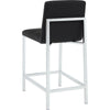 Eun Counter-Height Stool Chair with Chrome Steel Legs | Black Faux Leather