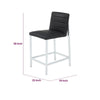 Eun Counter-Height Stool Chair with Chrome Steel Legs | Black Faux Leather