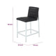 Eun Counter-Height Stool Chair with Chrome Steel Legs | Black Faux Leather