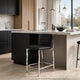 Eun Counter-Height Stool Chair with Chrome Steel Legs | Black Faux Leather