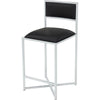 Eun Counter-Height Stool Chair w X-Base | Chrome Steel | Black Faux Leather