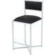 Eun Counter-Height Stool Chair w X-Base | Chrome Steel | Black Faux Leather