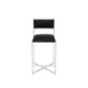 Eun Counter-Height Stool Chair w X-Base | Chrome Steel | Black Faux Leather