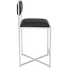 Eun Counter-Height Stool Chair w X-Base | Chrome Steel | Black Faux Leather
