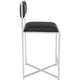 Eun Counter-Height Stool Chair w X-Base | Chrome Steel | Black Faux Leather