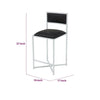 Eun Counter-Height Stool Chair w X-Base | Chrome Steel | Black Faux Leather