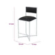 Eun Counter-Height Stool Chair w X-Base | Chrome Steel | Black Faux Leather