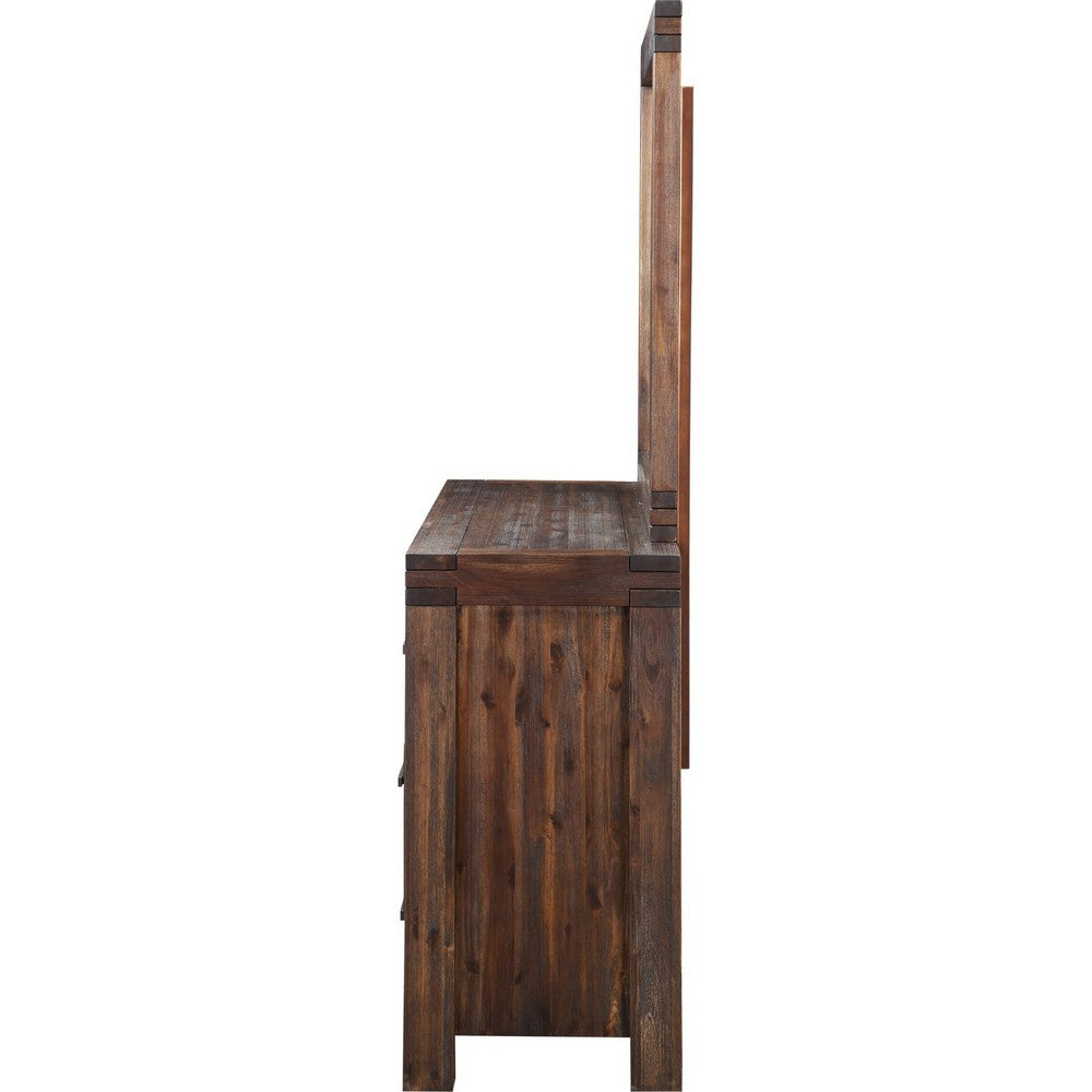 Pim Wide Dresser with 6 Drawers | Solid Acacia Wood | Brown