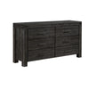 Pim Wide Dresser with 6 Drawers | Solid Acacia Wood | Graphite Gray