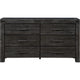 Pim Wide Dresser with 6 Drawers | Solid Acacia Wood | Graphite Gray