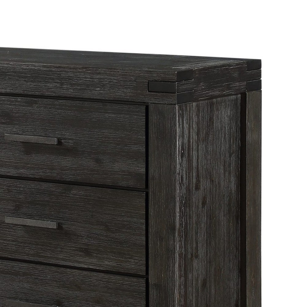 Pim Wide Dresser with 6 Drawers | Solid Acacia Wood | Graphite Gray