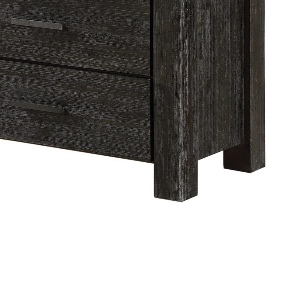 Pim Wide Dresser with 6 Drawers | Solid Acacia Wood | Graphite Gray