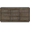 Nels Wide Dresser | Plinth Base | 9 Drawers | Dark Pine Brown Solid Wood