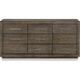 Nels Wide Dresser | Plinth Base | 9 Drawers | Dark Pine Brown Solid Wood