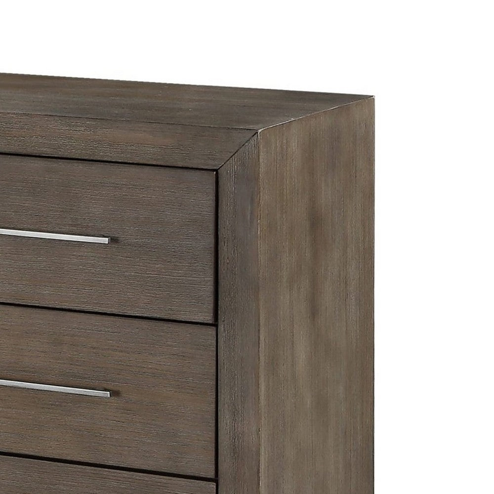 Nels Wide Dresser | Plinth Base | 9 Drawers | Dark Pine Brown Solid Wood