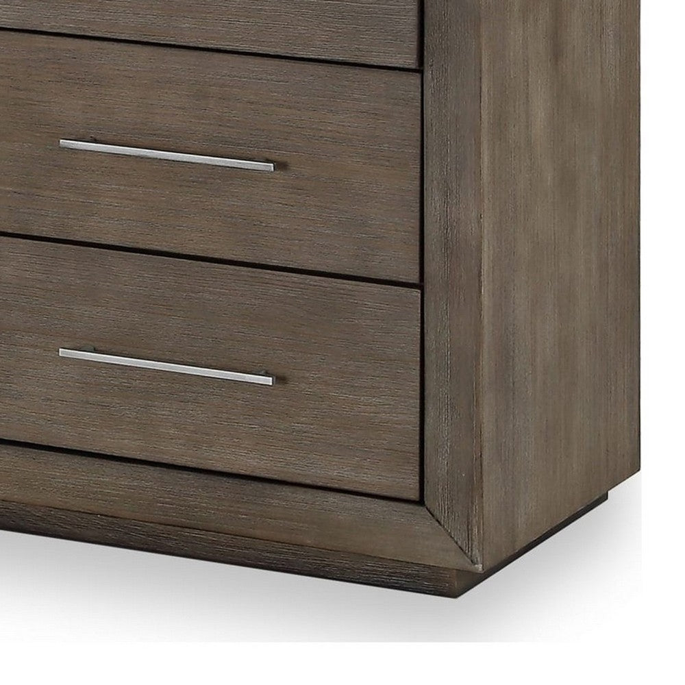 Nels Wide Dresser | Plinth Base | 9 Drawers | Dark Pine Brown Solid Wood