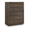 Nels Tall Dresser Chest | Plinth Base | 5 Drawers | Dark Pine Solid Wood