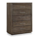 Nels Tall Dresser Chest | Plinth Base | 5 Drawers | Dark Pine Solid Wood