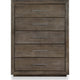 Nels Tall Dresser Chest | Plinth Base | 5 Drawers | Dark Pine Solid Wood