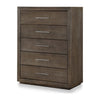 Nels Tall Dresser Chest | Plinth Base | 5 Drawers | Dark Pine Solid Wood