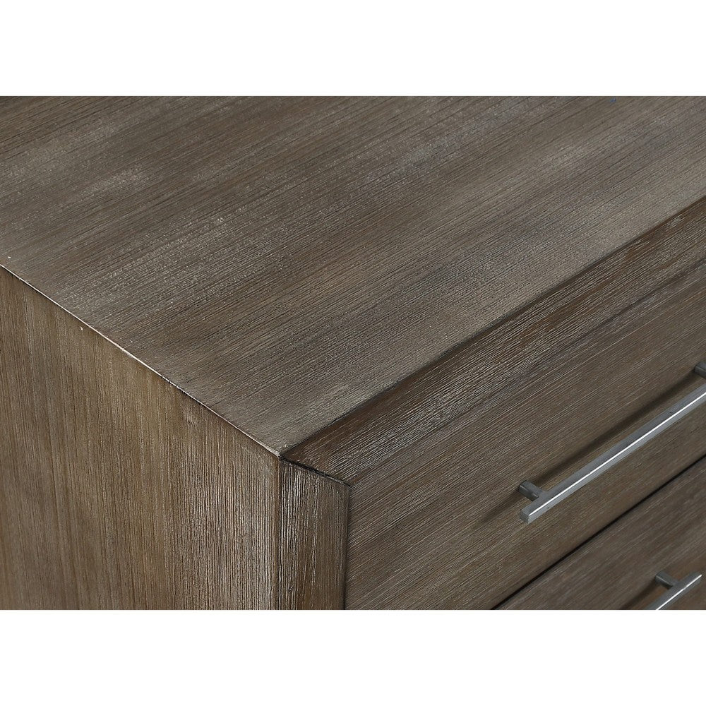 Nels Tall Dresser Chest | Plinth Base | 5 Drawers | Dark Pine Solid Wood