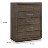 Nels Tall Dresser Chest | Plinth Base | 5 Drawers | Dark Pine Solid Wood