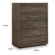 Nels Tall Dresser Chest | Plinth Base | 5 Drawers | Dark Pine Solid Wood