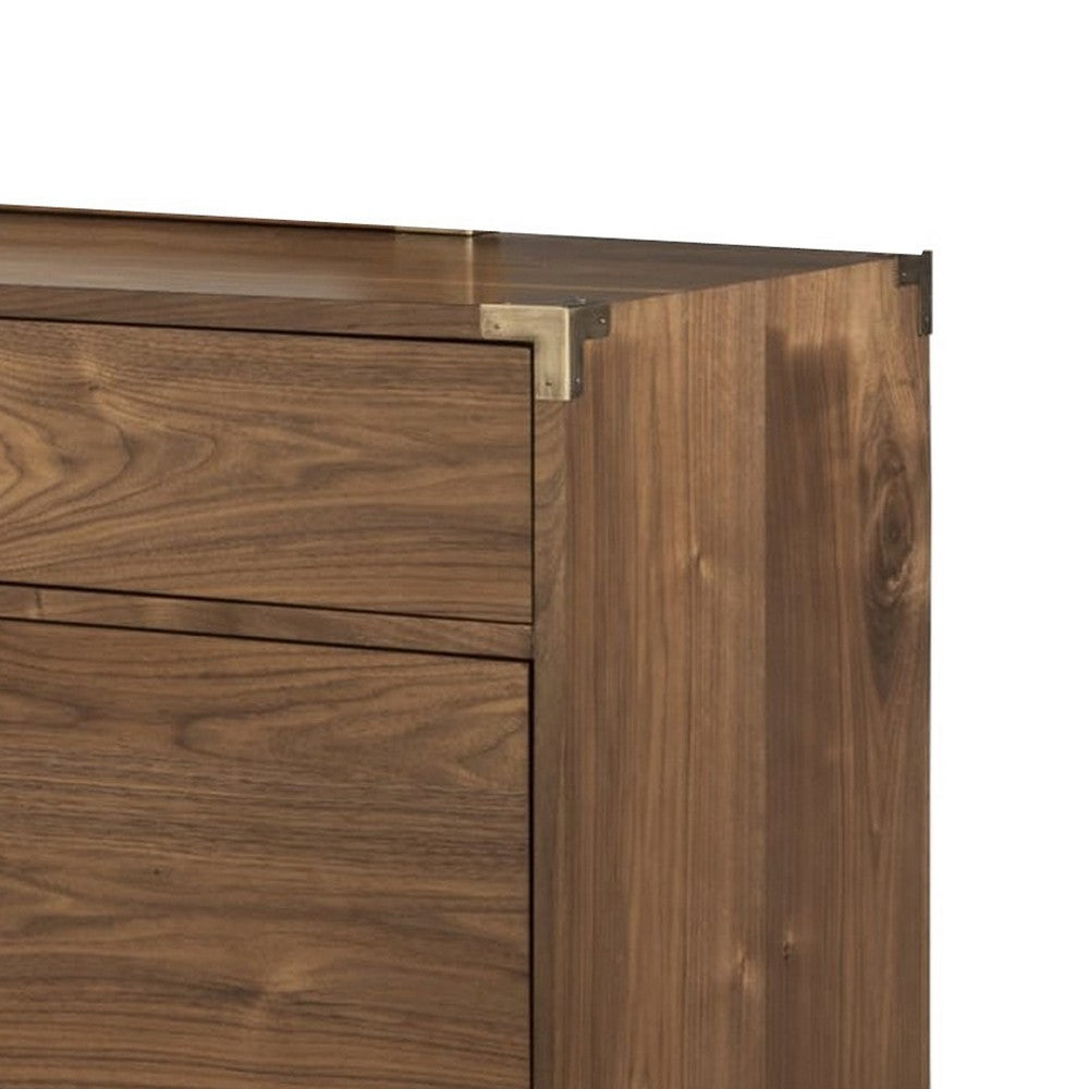 Axel Wide Dresser with Six Drawers | Metal Legs | Walnut Brown Wood