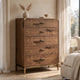 Axel Tall Dresser Chest with 5 Drawers | Metal Legs | Walnut Brown Wood