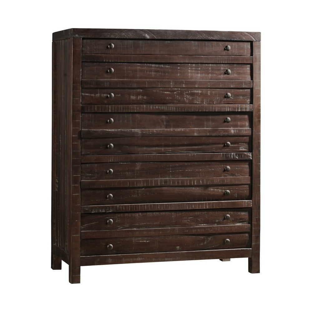 Cas Tall Dresser Chest with 5 Drawers | Sengon Tekik Wood | Java Brown