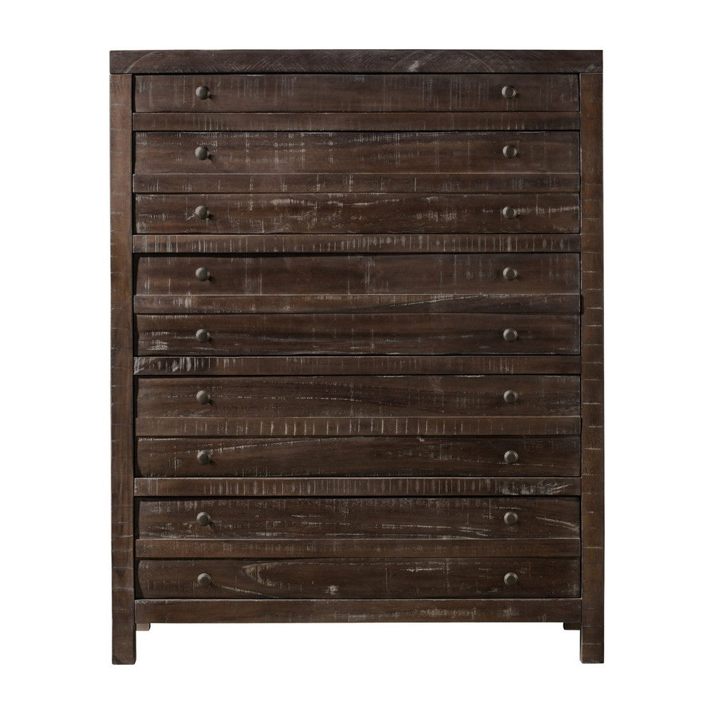 Cas Tall Dresser Chest with 5 Drawers | Sengon Tekik Wood | Java Brown