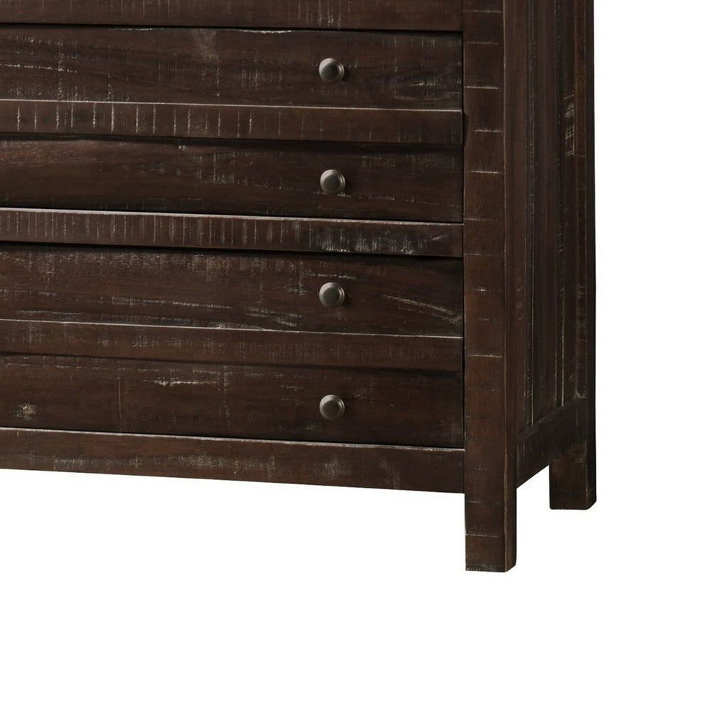 Cas Tall Dresser Chest with 5 Drawers | Sengon Tekik Wood | Java Brown