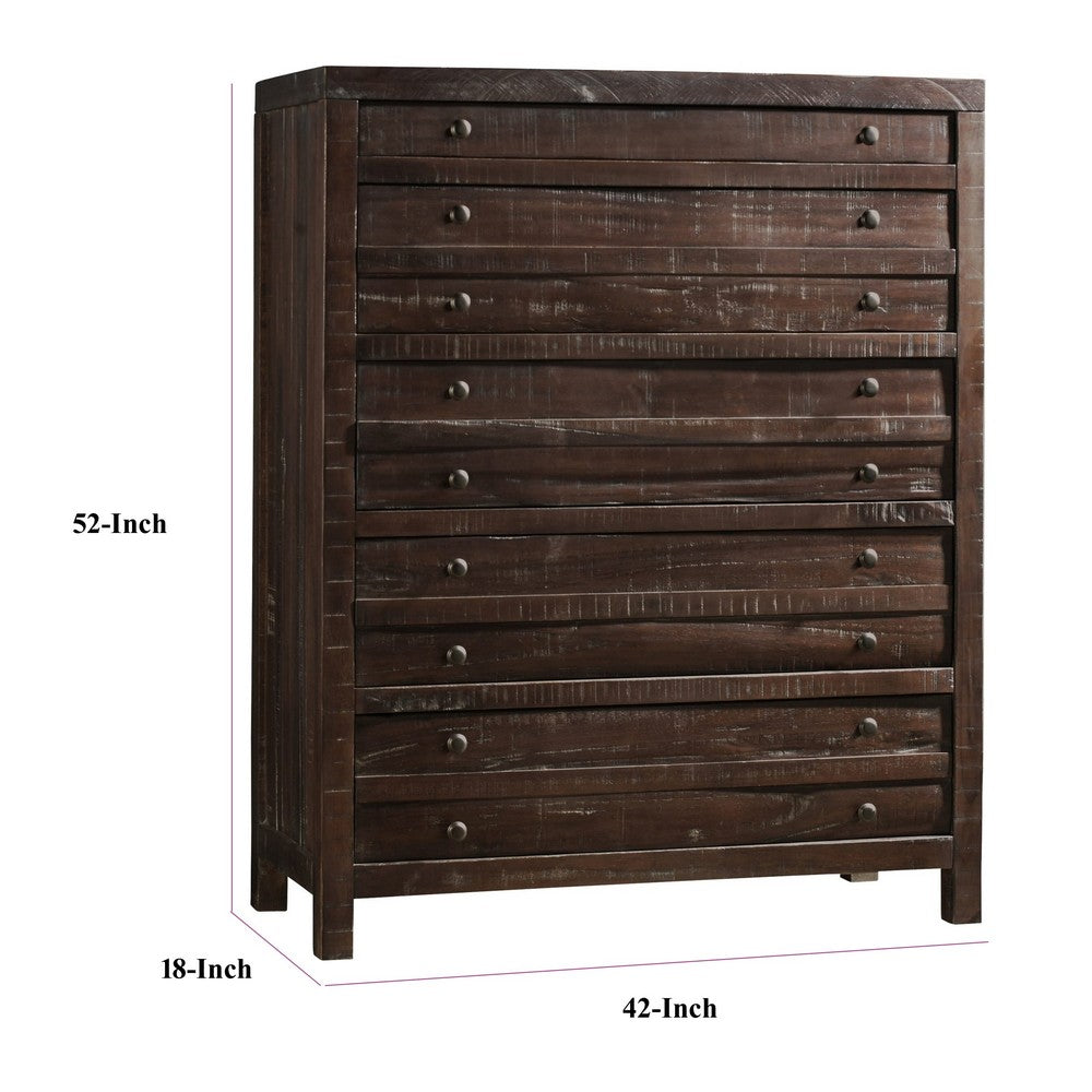 Cas Tall Dresser Chest with 5 Drawers | Sengon Tekik Wood | Java Brown