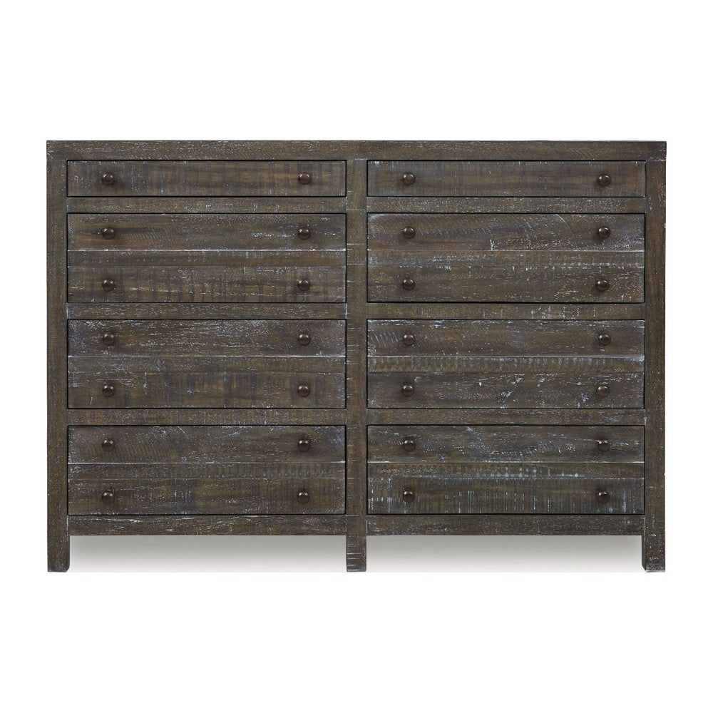 Cas Wide Dresser | 8 Drawers | Sengon Tekik Wood | Dark Gray