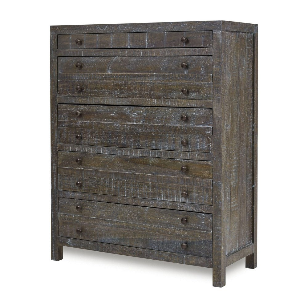 Cas Tall Dresser Chest | 5 Drawers | Sengon Tekik Wood | Dark Gray
