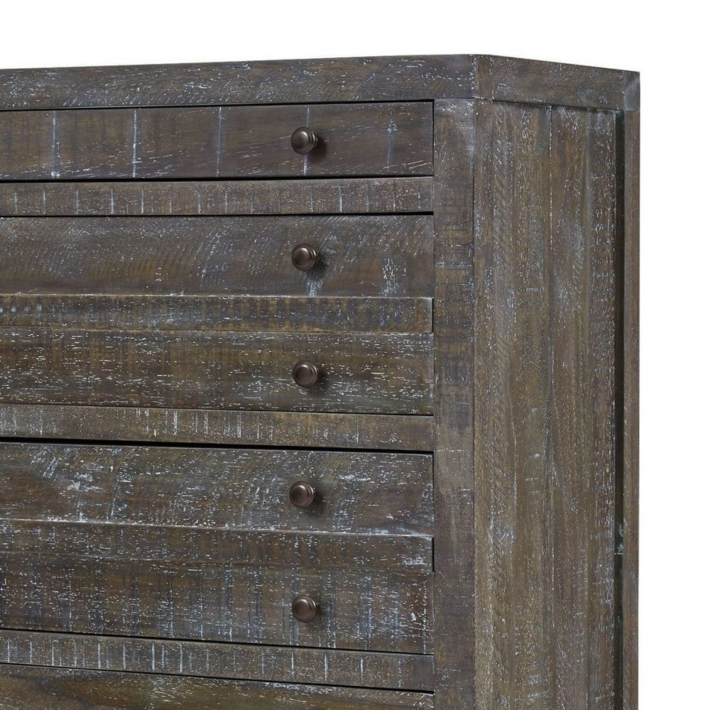 Cas Tall Dresser Chest | 5 Drawers | Sengon Tekik Wood | Dark Gray