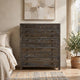 Cas Tall Dresser Chest | 5 Drawers | Sengon Tekik Wood | Dark Gray