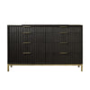 Kally Wide Dresser with 8 Drawers | Fluted Design | Black Drifted Oak Wood