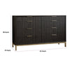 Kally Wide Dresser with 8 Drawers | Fluted Design | Black Drifted Oak Wood