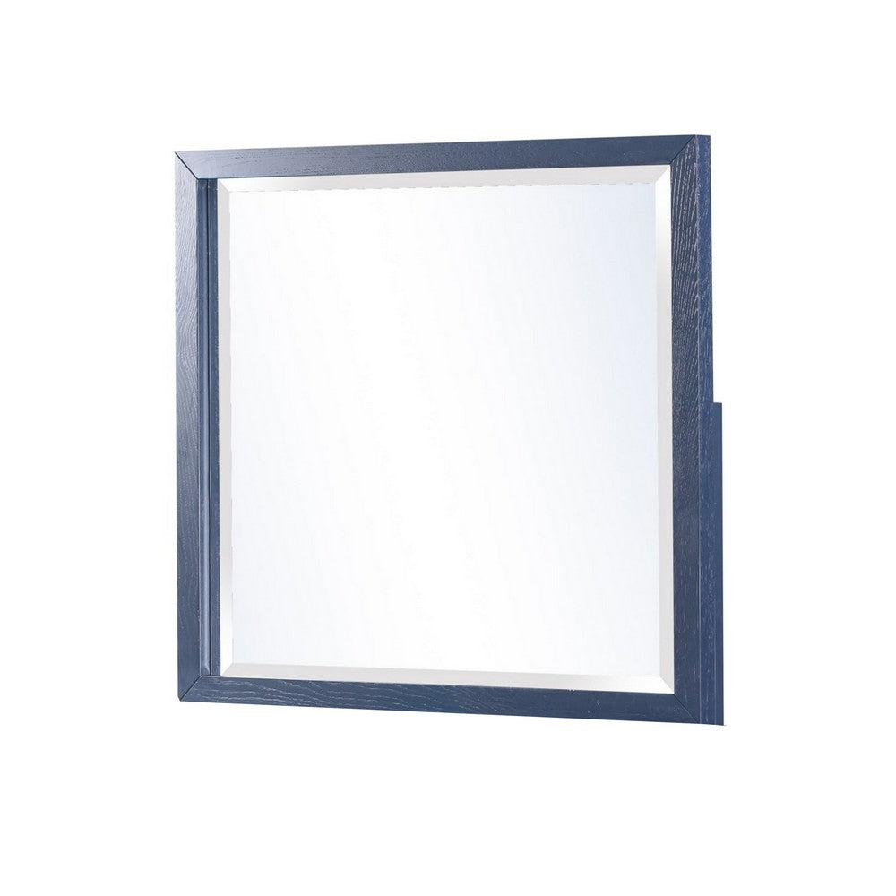 Herst Wall-Dresser Mirror with Beveled Glass | Navy Blue Acacia Wood 37x40
