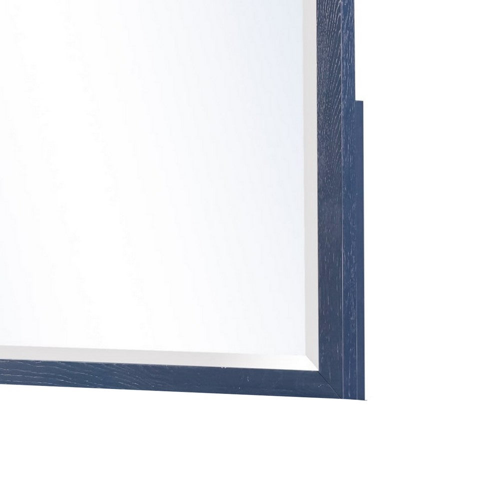 Herst Wall-Dresser Mirror with Beveled Glass | Navy Blue Acacia Wood 37x40