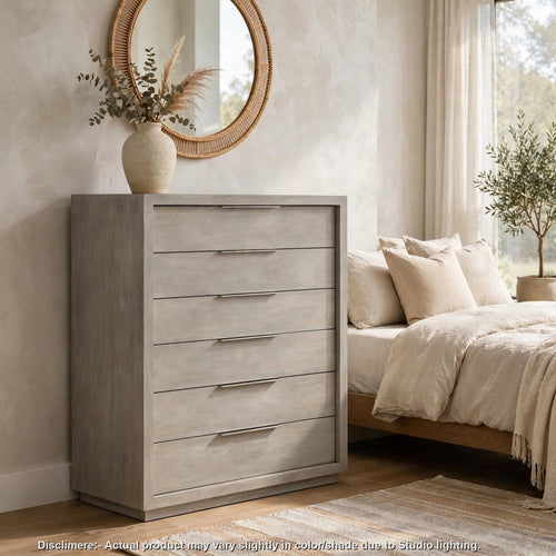 Jose Tall Dresser Chest with 6 Drawers | Mineral Solid Acacia Wood
