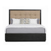 Jose King Platform Bed with Button-Tufted Headboard | Gray Solid Wood | Linen