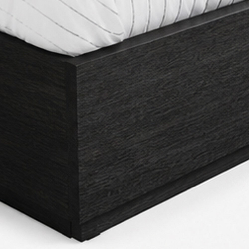 Jose King Platform Bed with Button-Tufted Headboard | Gray Solid Wood | Linen