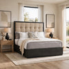 Jose King Platform Bed with Button-Tufted Headboard | Gray Solid Wood | Linen