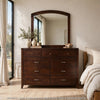 Kyle Wide Dresser with 9 Drawers | Brown Cherry-Mahogany Wood