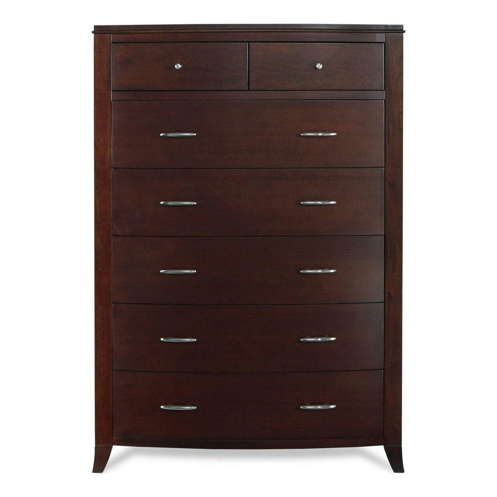 Kyle Tall Dresser Chest with 7 Drawers | Brown Cherry-Mahogany Wood